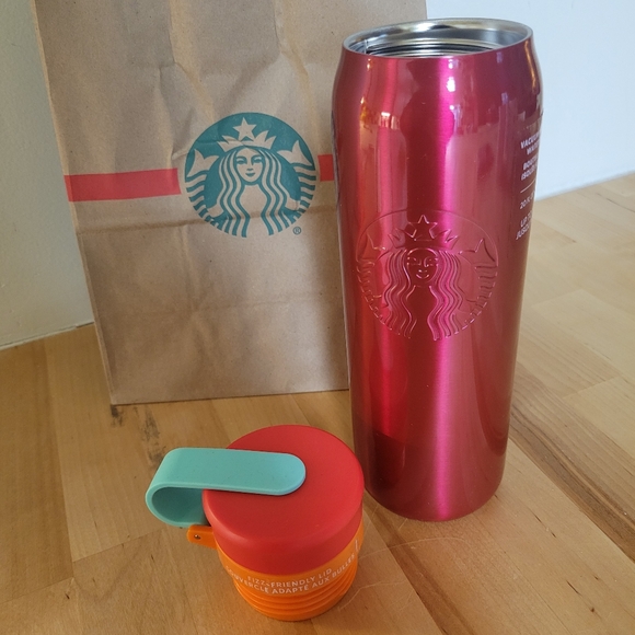 Starbucks Summer 2025 Ruby Pink & Coral Colorblock SS Bottle Tumbler - Picture 7 of 8